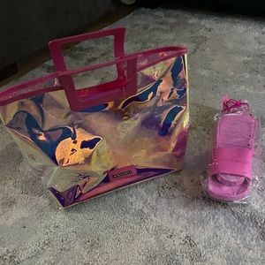 Juicy couture womens slide sandals large (9-10) and tote